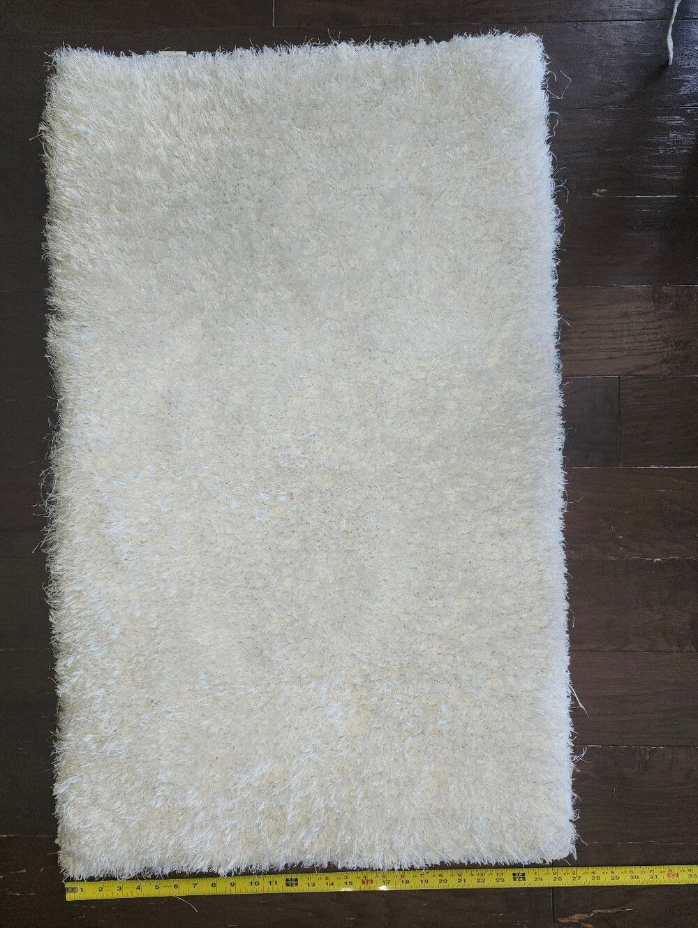 Cream Off White Fluffy Rectangular Rug, Approximately 44" X 27"